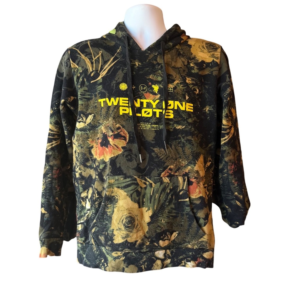 Twenty One Pilots Trench Floral Hoodie Band Merch Pullover Black Green Small